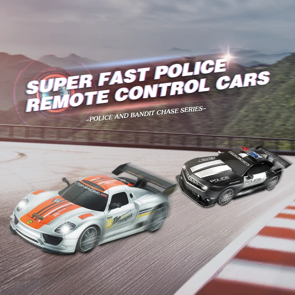 Scale Police RC Car with LED Lights - Fast 2.4GHz Remote Control Vehicle for Kids - Image 3