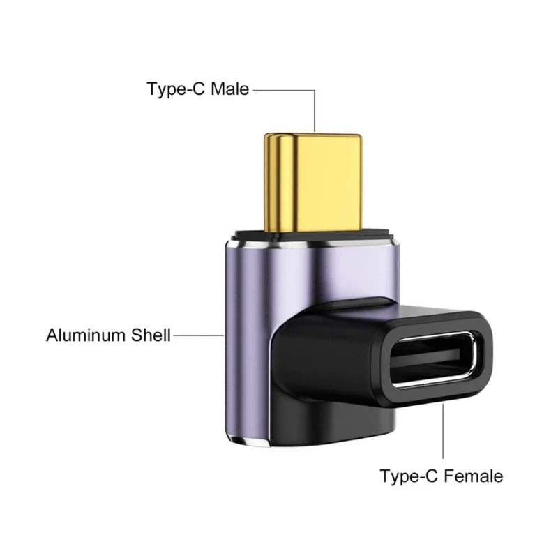 Usb C Adapter 40Gbps 90 Degree Right Angle 100W Extender - Image 3