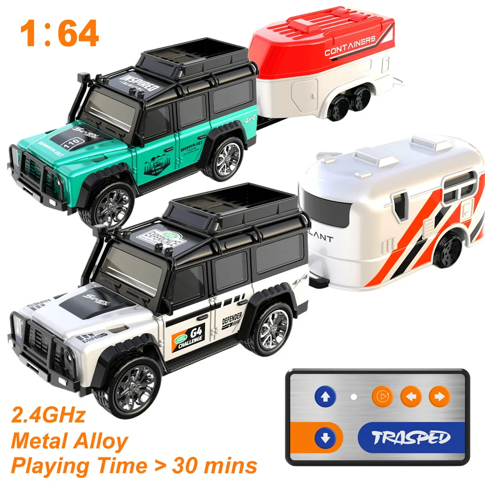 Alloy RC Car with Trailer - 2.4GHz Remote Control Mini Vehicle for Kids & Adults - Image 3