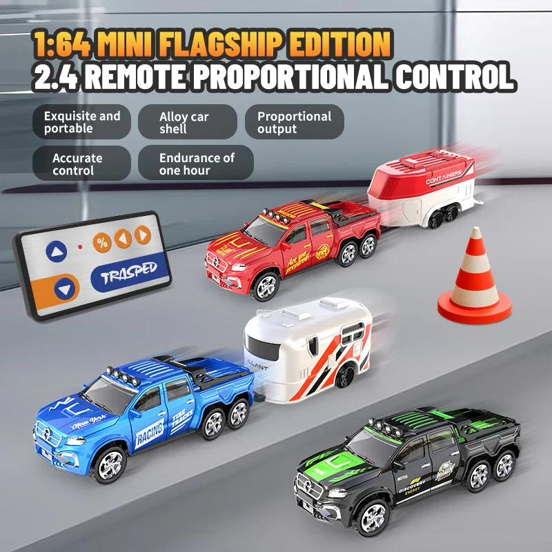 Alloy RC Car with Trailer - 2.4GHz Remote Control Mini Vehicle for Kids & Adults - Image 4