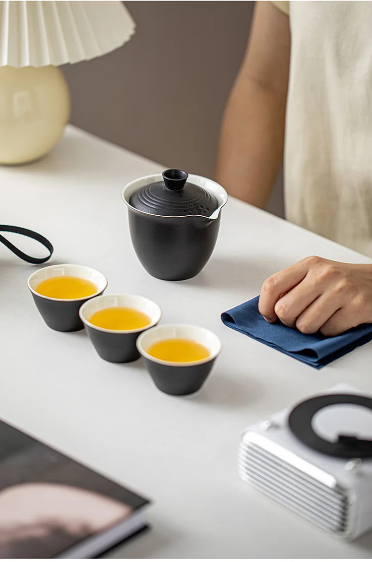 Portable Ceramic Travel Tea Set With Case Gift Kit - Image 16