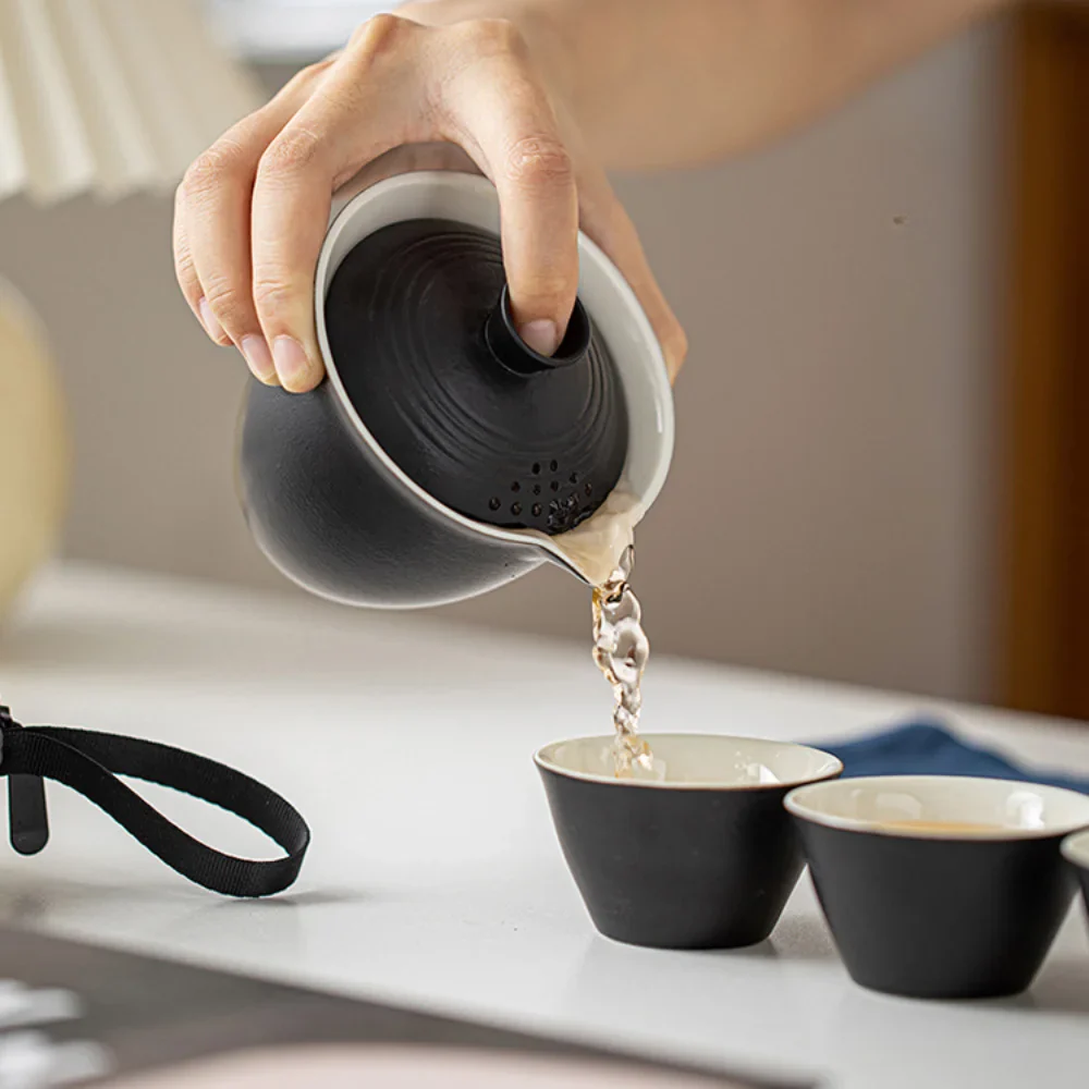 Portable Ceramic Travel Tea Set With Case Gift Kit - Image 6