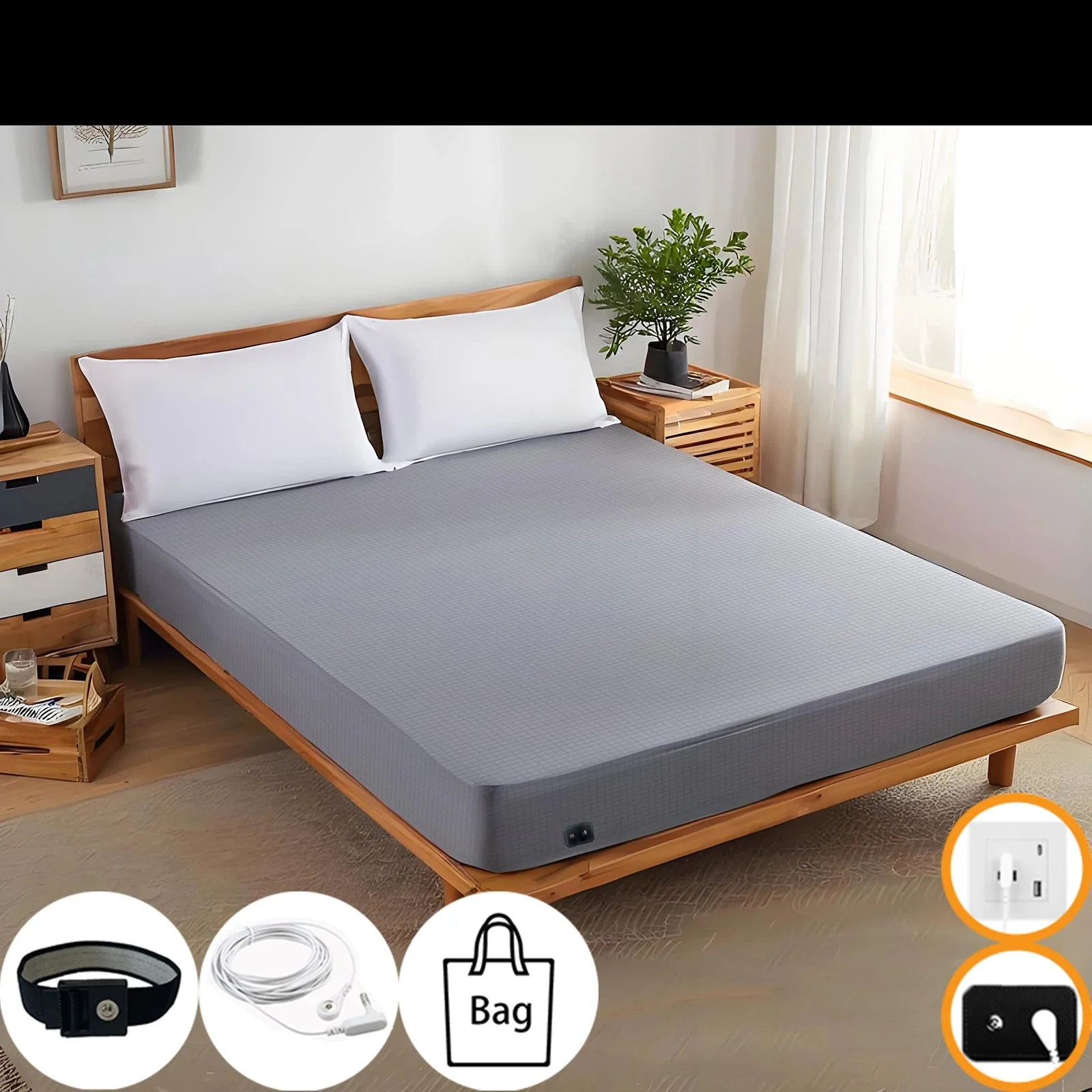 Earthing Fitted Sheet Ten Percent Silver Fiber Grounding