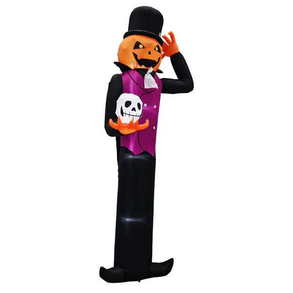 12ft Caped Pumpkin Man Inflatable Halloween Yard Decor - Image 10