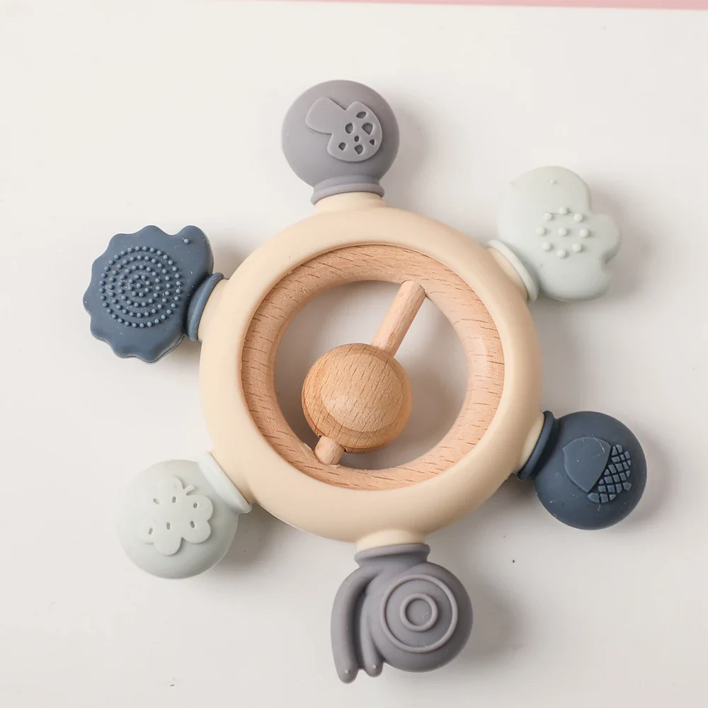 Wooden Crochet Animal Teether Rattle Newborn Sensory Toys - Image 24