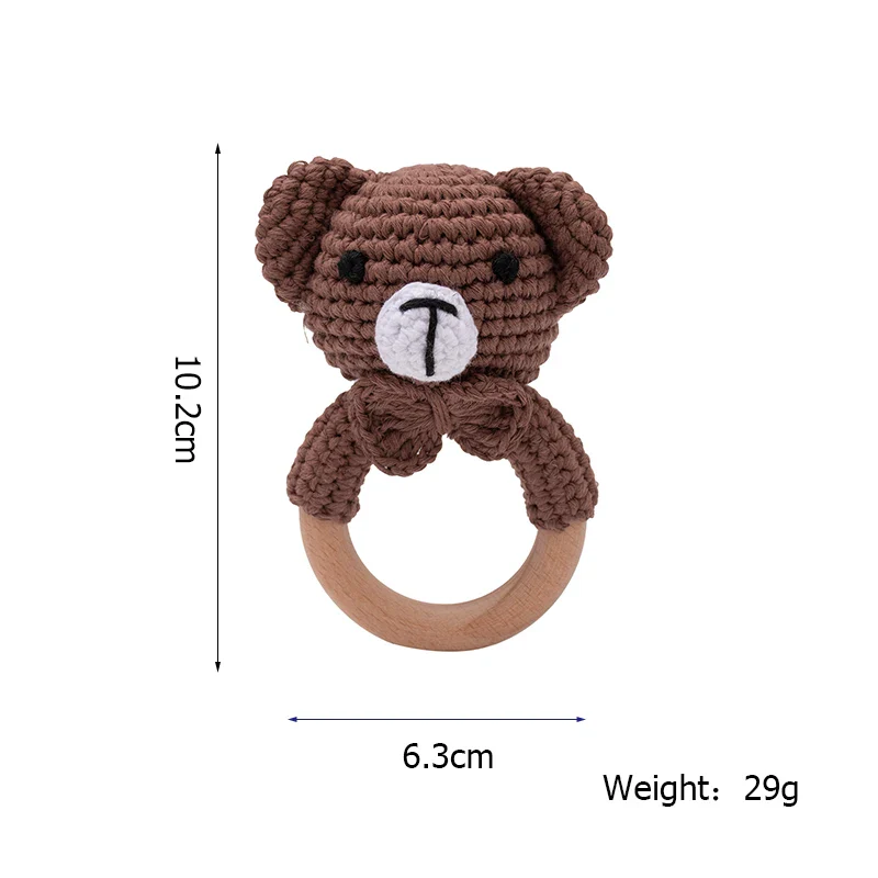 Wooden Crochet Animal Teether Rattle Newborn Sensory Toys - Image 27