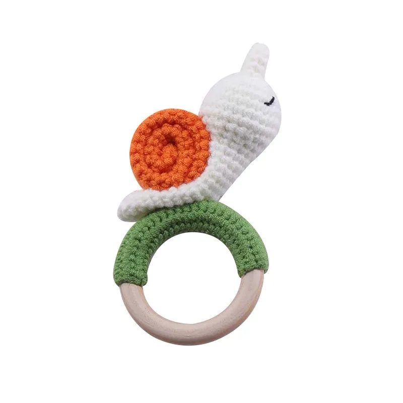 Wooden Crochet Animal Teether Rattle Newborn Sensory Toys - Image 28