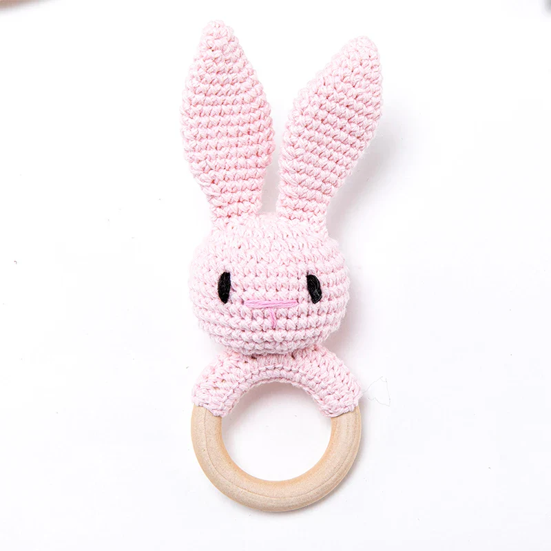 Wooden Crochet Animal Teether Rattle Newborn Sensory Toys - Image 31