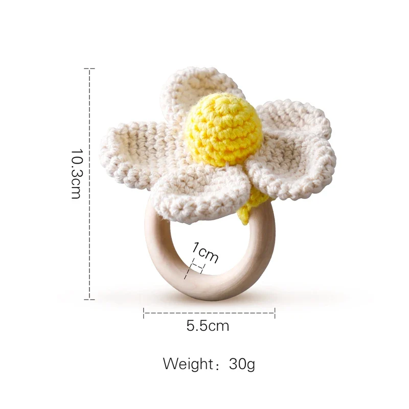 Wooden Crochet Animal Teether Rattle Newborn Sensory Toys - Image 35