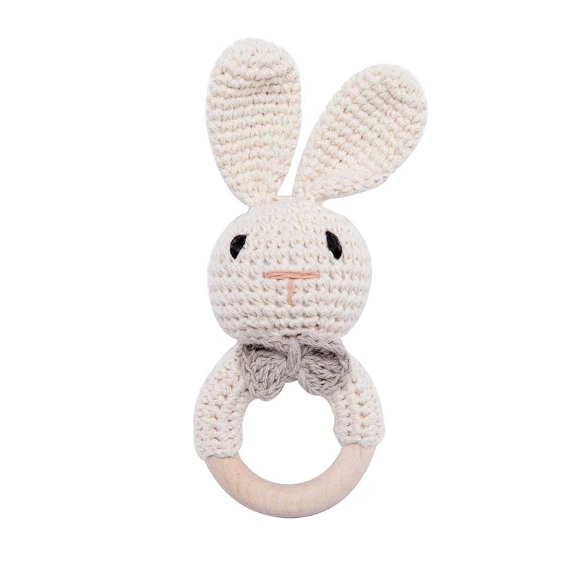 Wooden Crochet Animal Teether Rattle Newborn Sensory Toys - Image 36