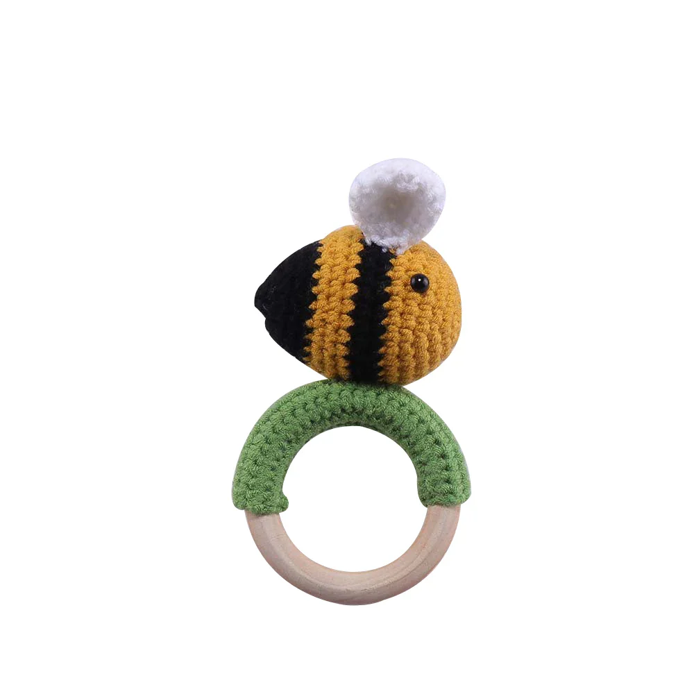 Wooden Crochet Animal Teether Rattle Newborn Sensory Toys - Image 37