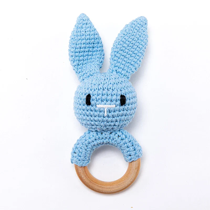 Wooden Crochet Animal Teether Rattle Newborn Sensory Toys - Image 38