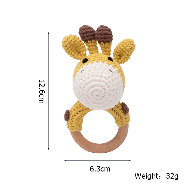 Wooden Crochet Animal Teether Rattle Newborn Sensory Toys - Image 39
