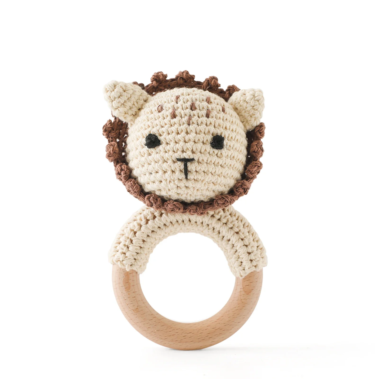 Wooden Crochet Animal Teether Rattle Newborn Sensory Toys - Image 42