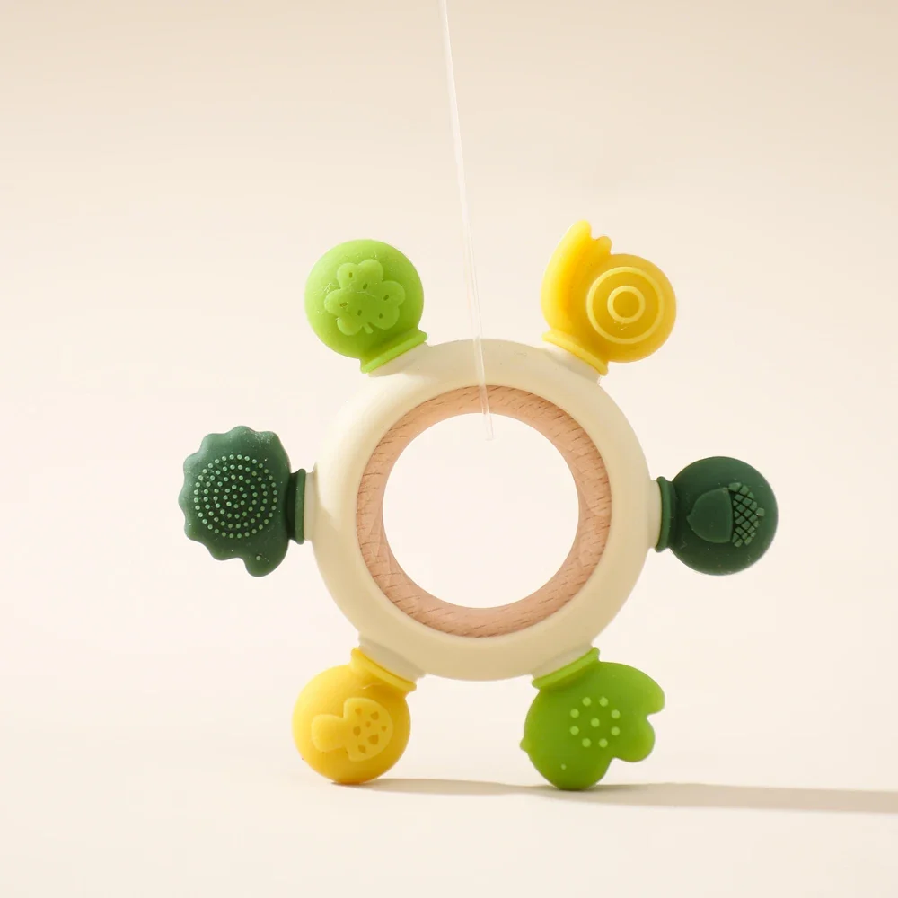 Wooden Crochet Animal Teether Rattle Newborn Sensory Toys - Image 43