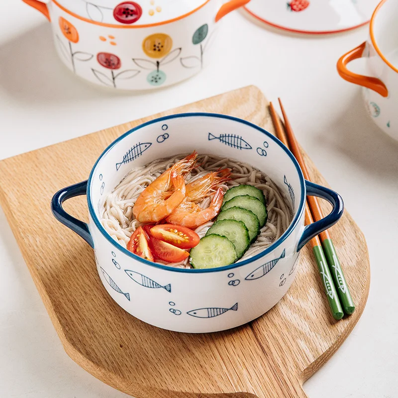 Ceramic 1000ml Covered Noodle Bowl Microwave Safe With Lid - Image 5