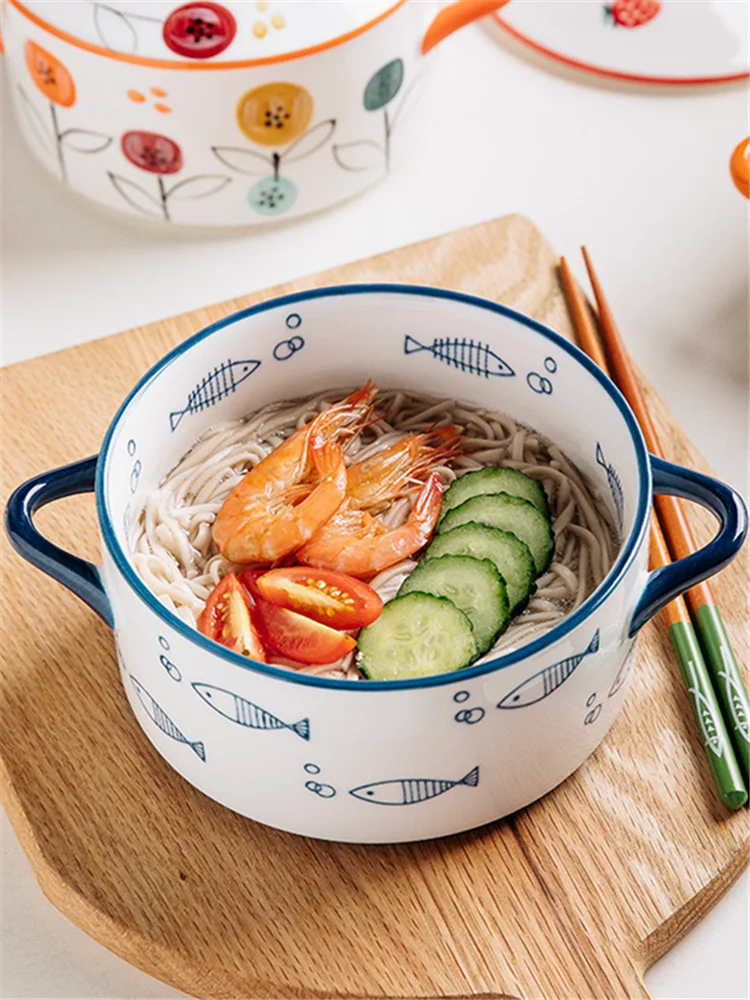 Ceramic 1000ml Covered Noodle Bowl Microwave Safe With Lid - Image 6