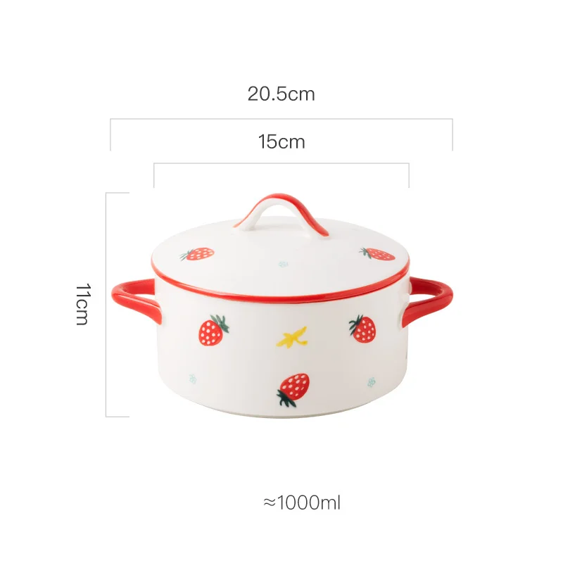 Ceramic 1000ml Covered Noodle Bowl Microwave Safe With Lid - Image 8