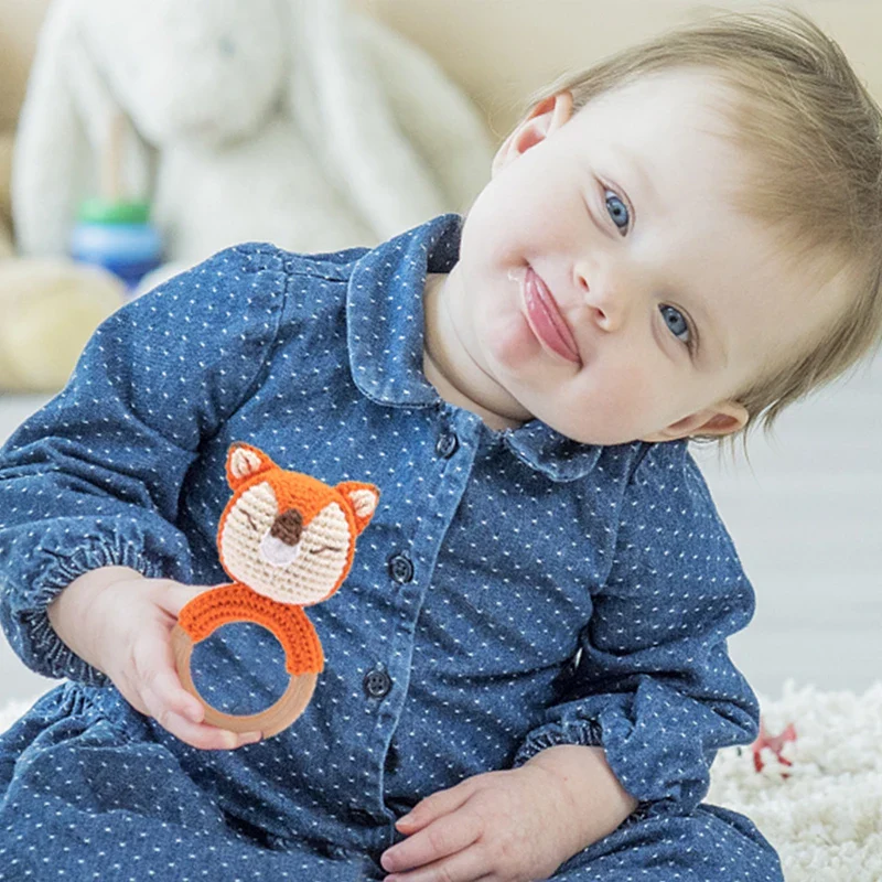 Crochet Bear Teether Rattle Ring Newborn Sensory Toys - Image 28