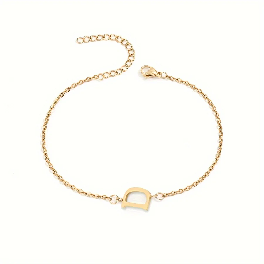 Initial Letter Bead Bracelet Thin Chain Minimalist Elegant - Image 10