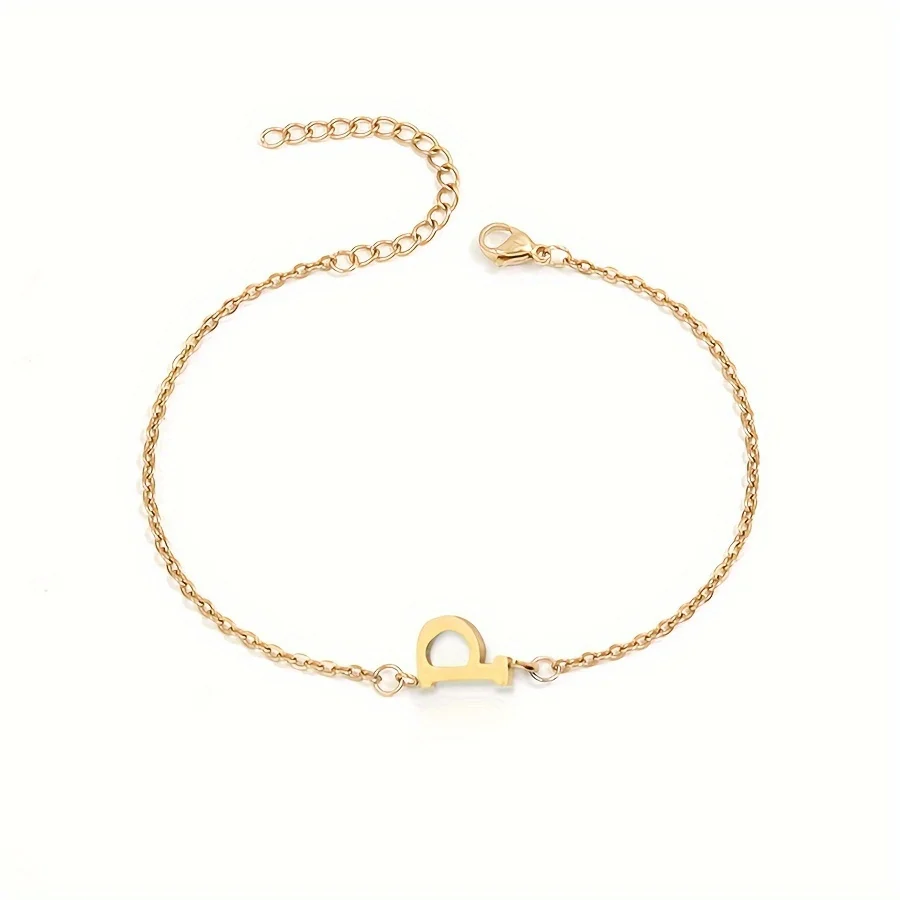Initial Letter Bead Bracelet Thin Chain Minimalist Elegant - Image 13