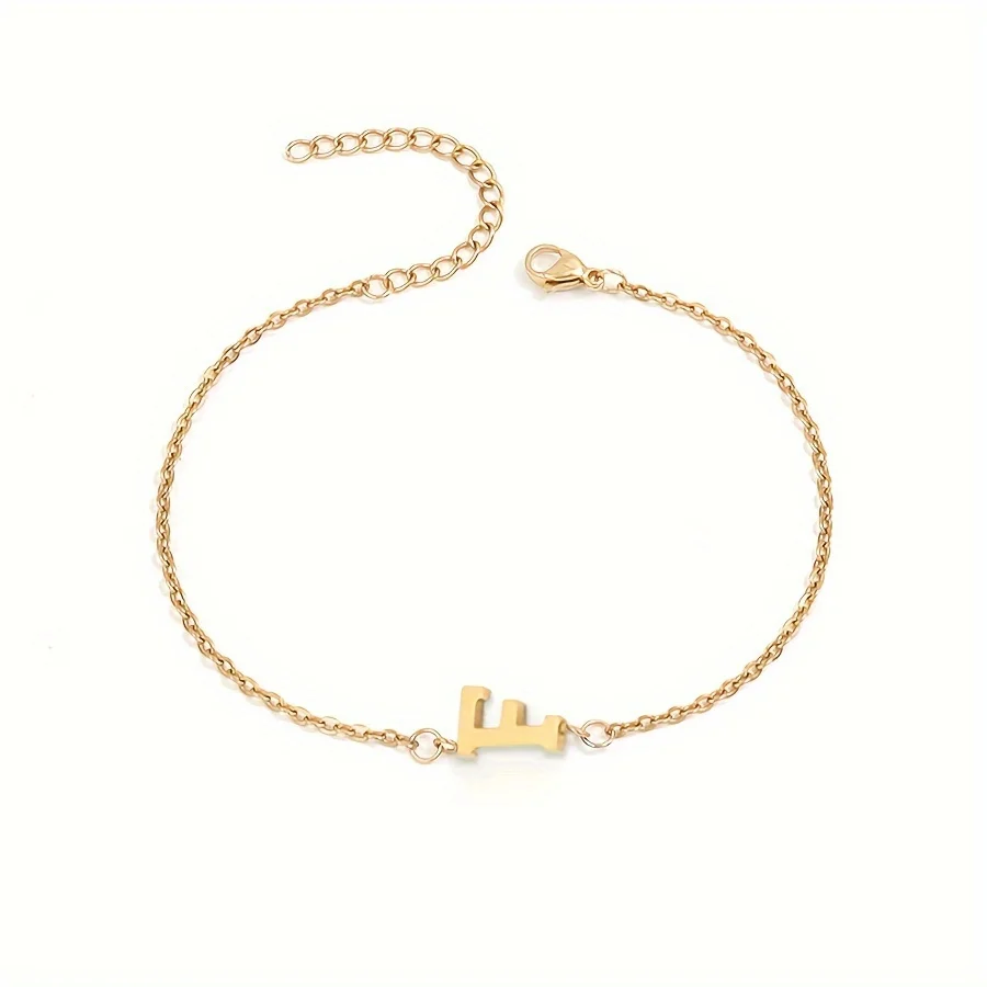 Initial Letter Bead Bracelet Thin Chain Minimalist Elegant - Image 15