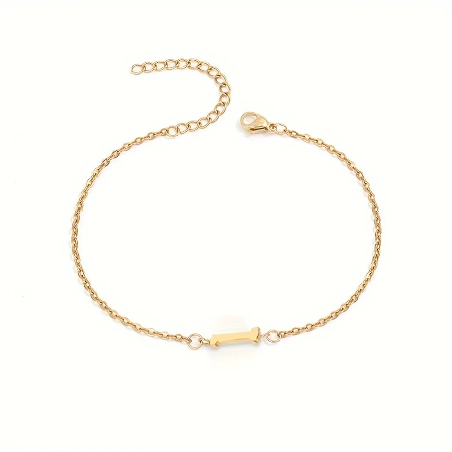 Initial Letter Bead Bracelet Thin Chain Minimalist Elegant - Image 20