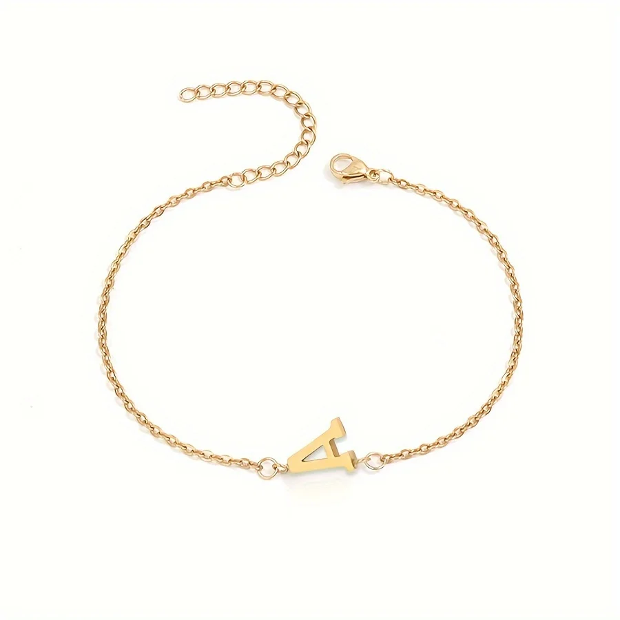 Initial Letter Bead Bracelet Thin Chain Minimalist Elegant - Image 22