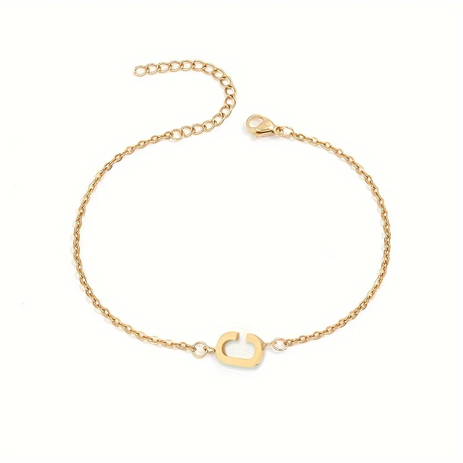 Initial Letter Bead Bracelet Thin Chain Minimalist Elegant - Image 23