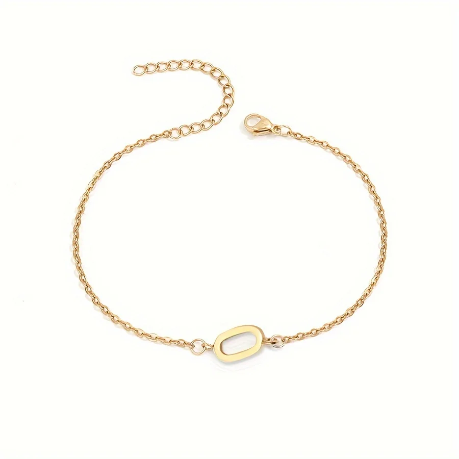 Initial Letter Bead Bracelet Thin Chain Minimalist Elegant - Image 26