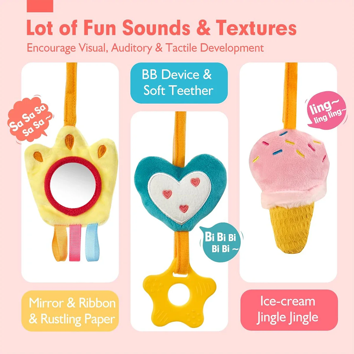 Soft Giraffe Baby Rattle Hanging Plush Newborn Sensory Toys - Image 13