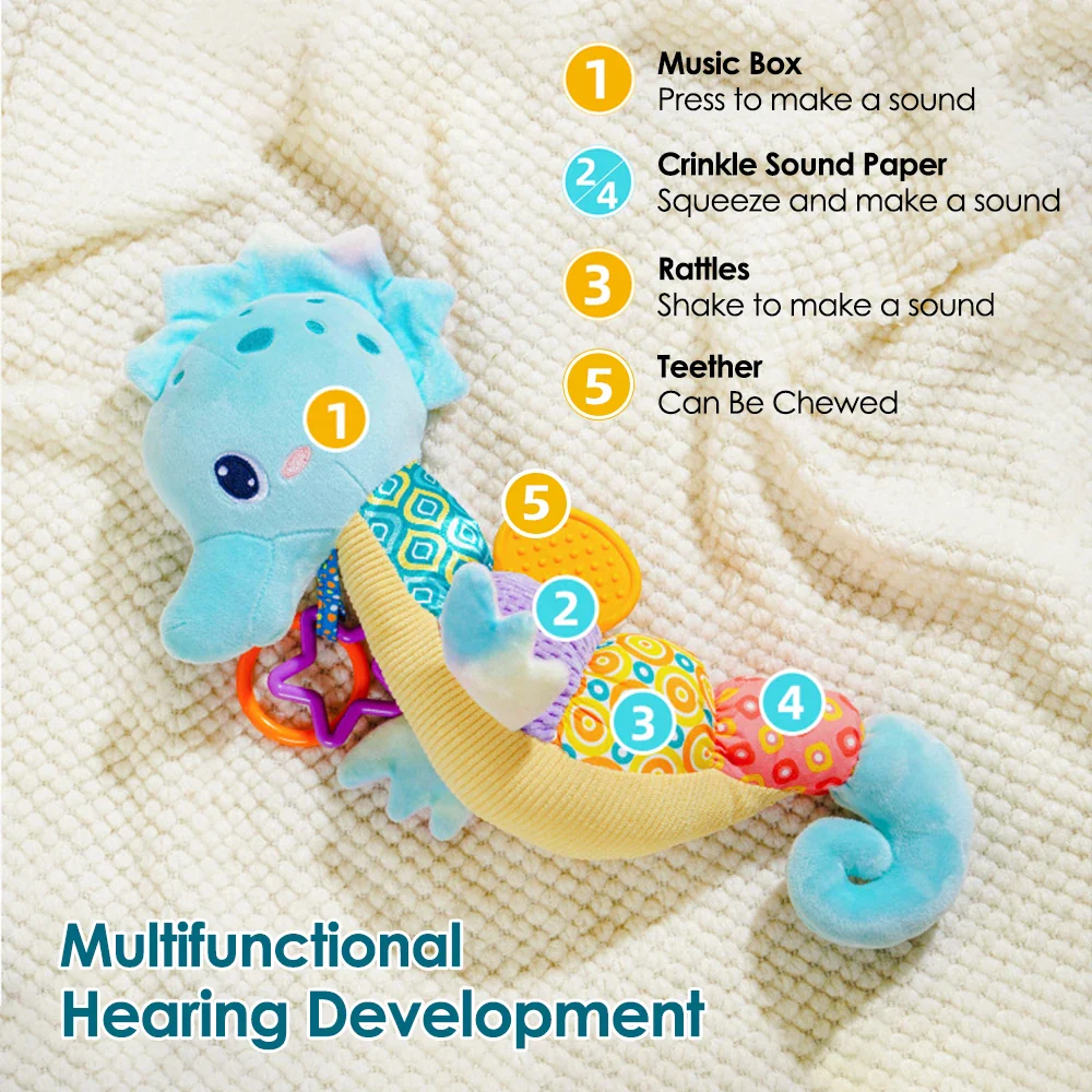Soft Giraffe Baby Rattle Hanging Plush Newborn Sensory Toys - Image 4