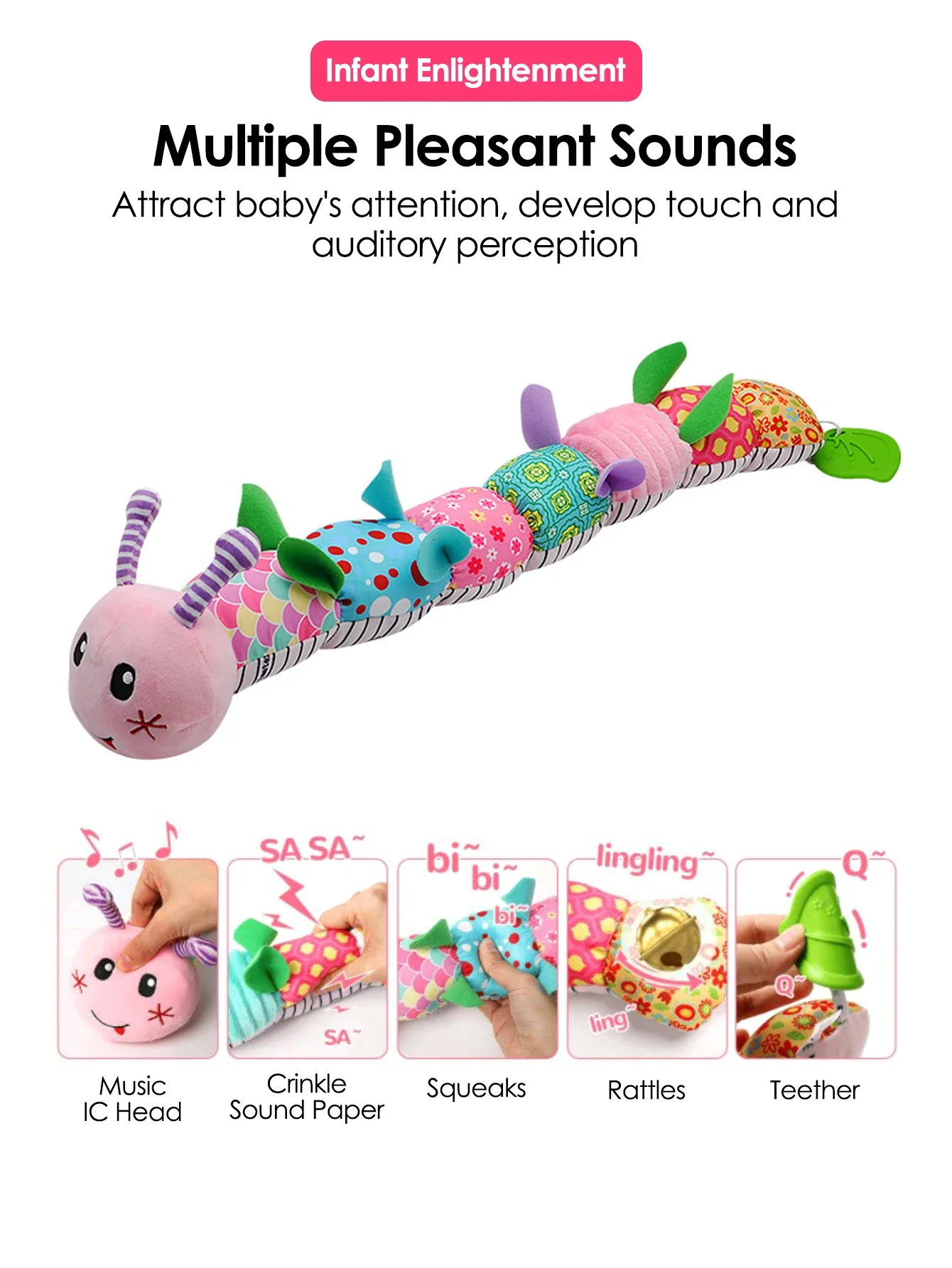 Soft Giraffe Baby Rattle Hanging Plush Newborn Sensory Toys - Image 6