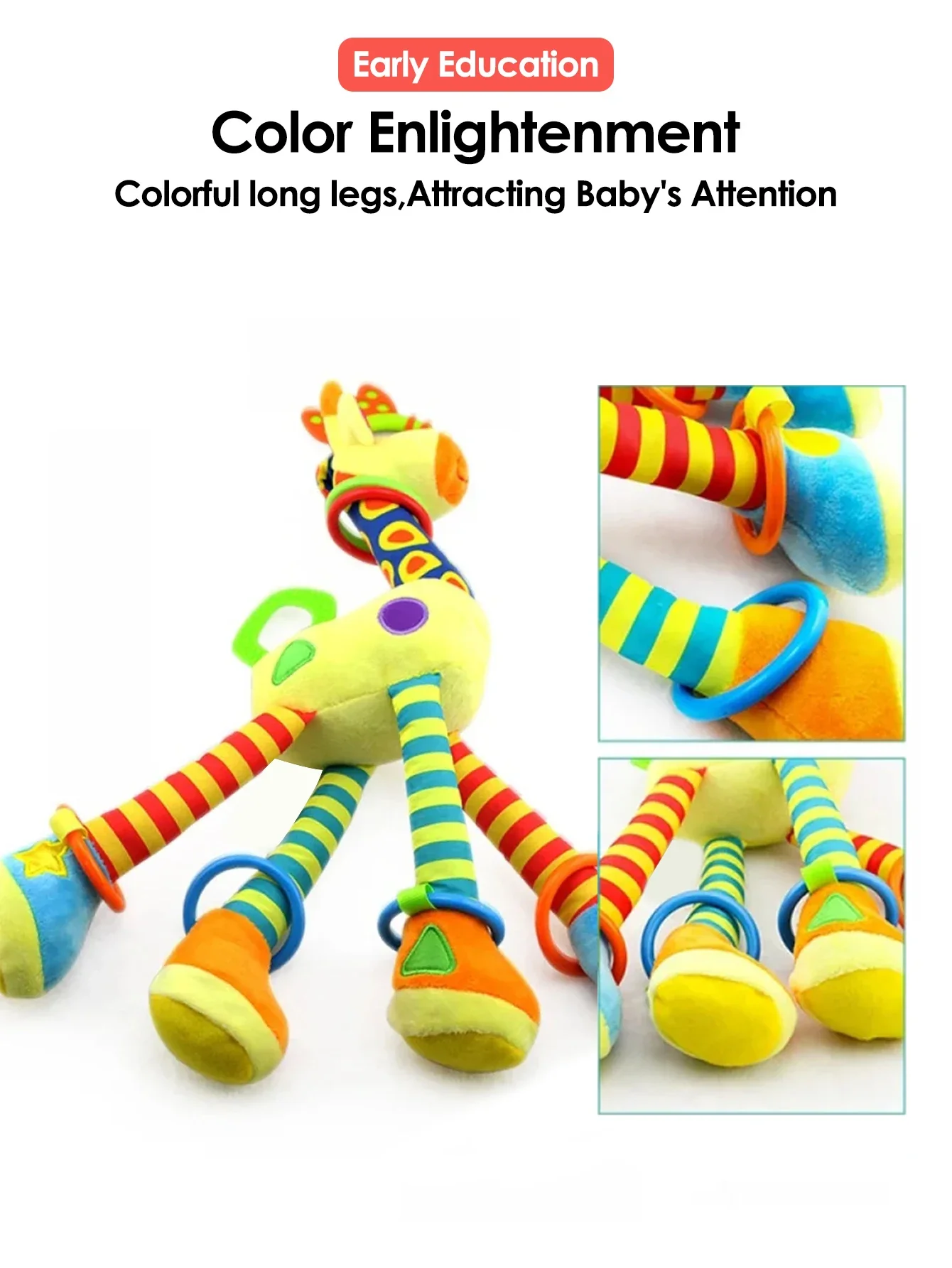 Soft Giraffe Baby Rattle Hanging Plush Newborn Sensory Toys - Image 8