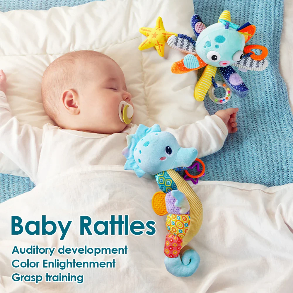 Soft Giraffe Baby Rattle Hanging Plush Newborn Sensory Toys - Image 9