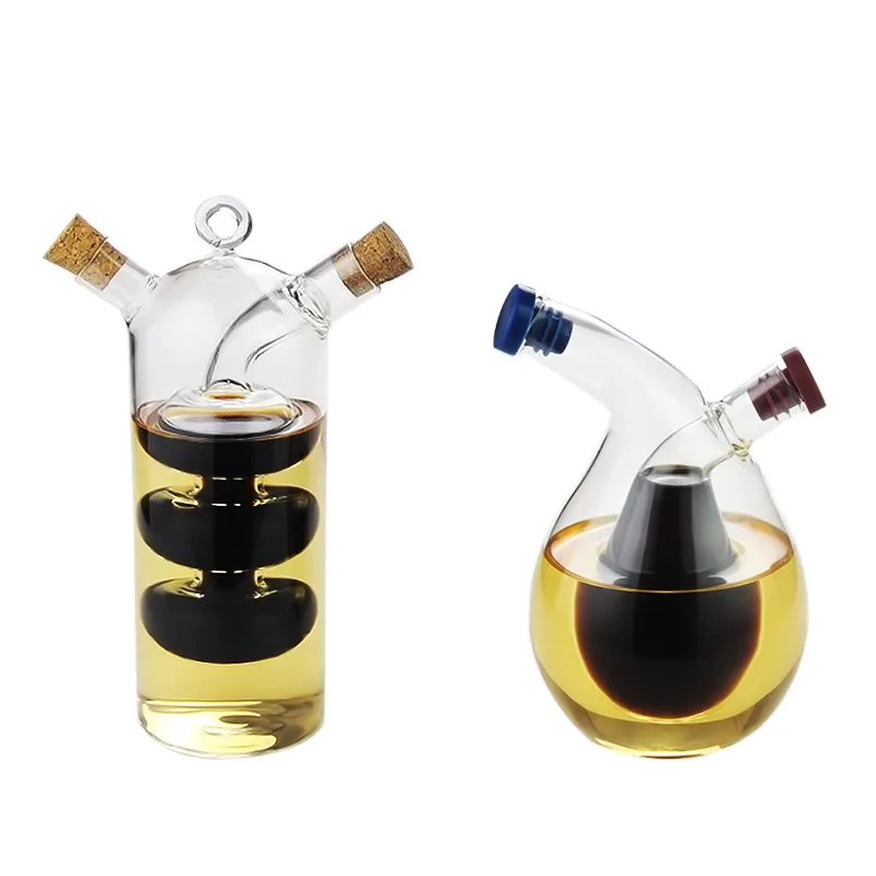 Oil And Vinegar Dispenser Double Layer Glass Bottle
