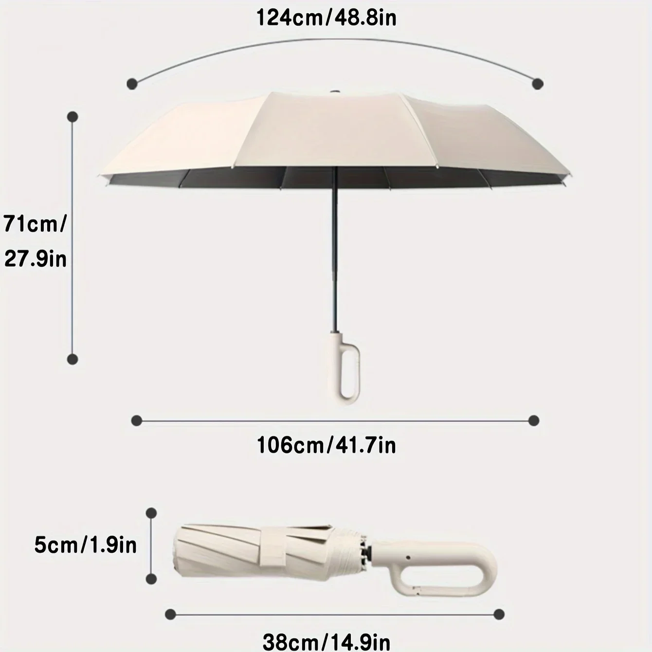 20 Bones Windproof Strong 105CM Folding Umbrella for Men, Large Handle, Water Resistant - Image 4