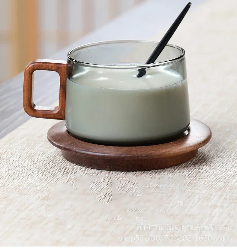 200ml Tea Infuser Cup Heat Resistant Glass Mug Wood Handle - Image 11