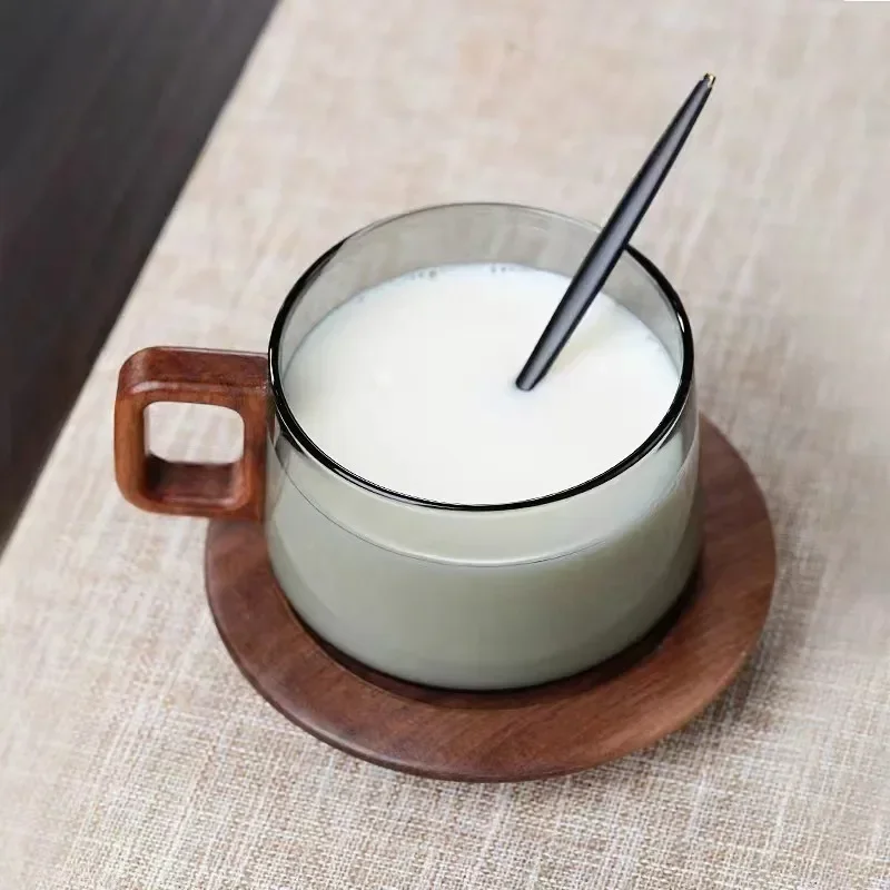 200ml Tea Infuser Cup Heat Resistant Glass Mug Wood Handle - Image 4