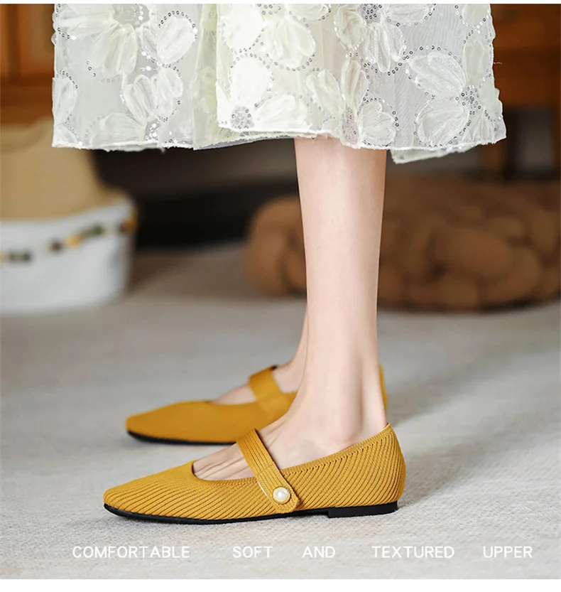 Stretchy Women Mary Jane Flats - Ribbed Knit For Spring - Image 11