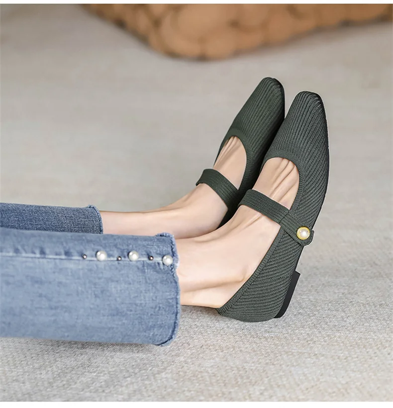 Stretchy Women Mary Jane Flats - Ribbed Knit For Spring - Image 14