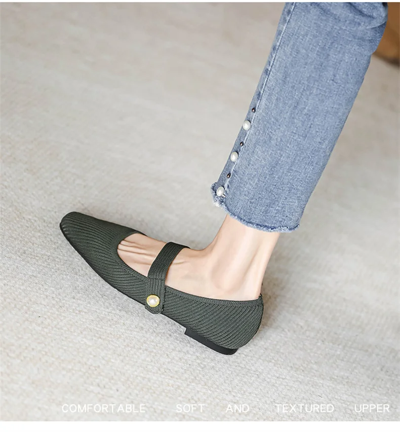 Stretchy Women Mary Jane Flats - Ribbed Knit For Spring - Image 15