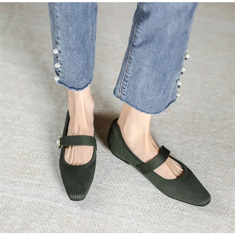 Stretchy Women Mary Jane Flats - Ribbed Knit For Spring - Image 16