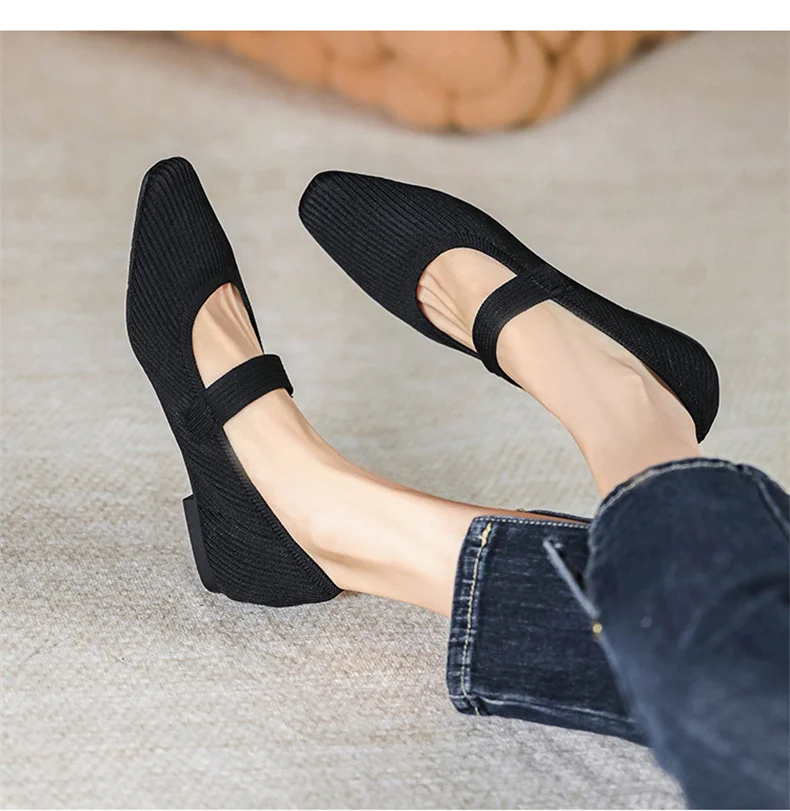 Stretchy Women Mary Jane Flats - Ribbed Knit For Spring - Image 17