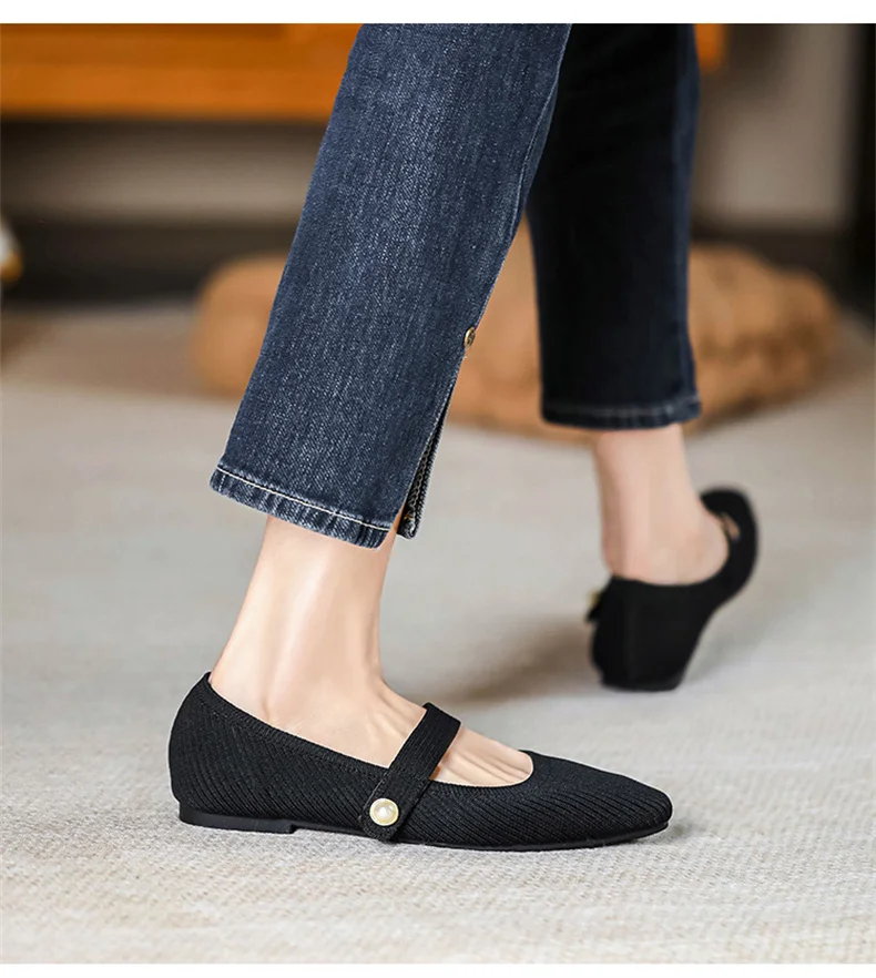 Stretchy Women Mary Jane Flats - Ribbed Knit For Spring - Image 18