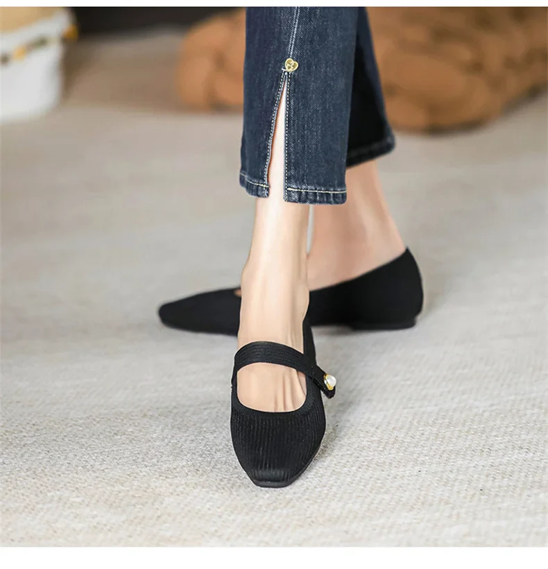 Stretchy Women Mary Jane Flats - Ribbed Knit For Spring - Image 19