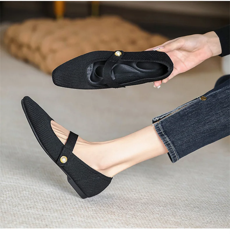 Stretchy Women Mary Jane Flats - Ribbed Knit For Spring - Image 20