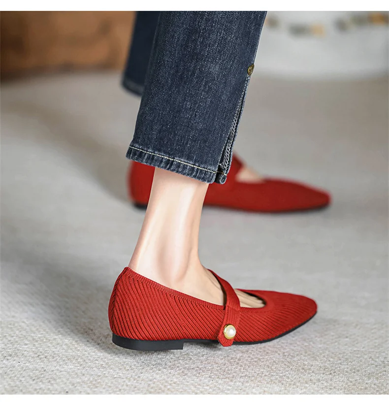 Stretchy Women Mary Jane Flats - Ribbed Knit For Spring - Image 21