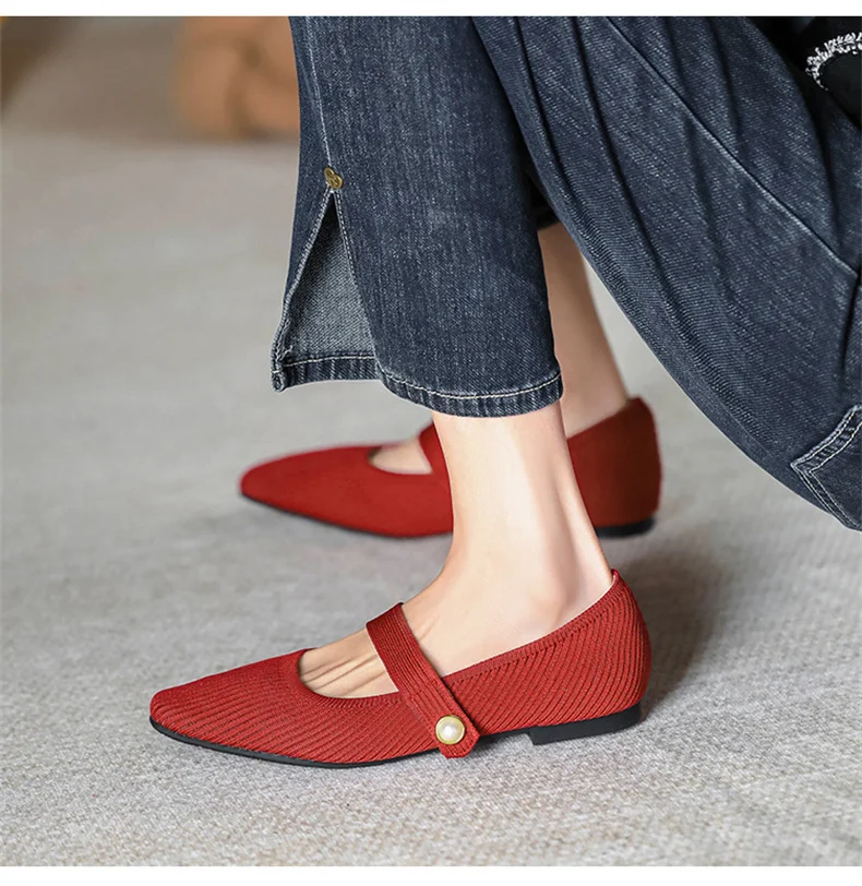 Stretchy Women Mary Jane Flats - Ribbed Knit For Spring - Image 22