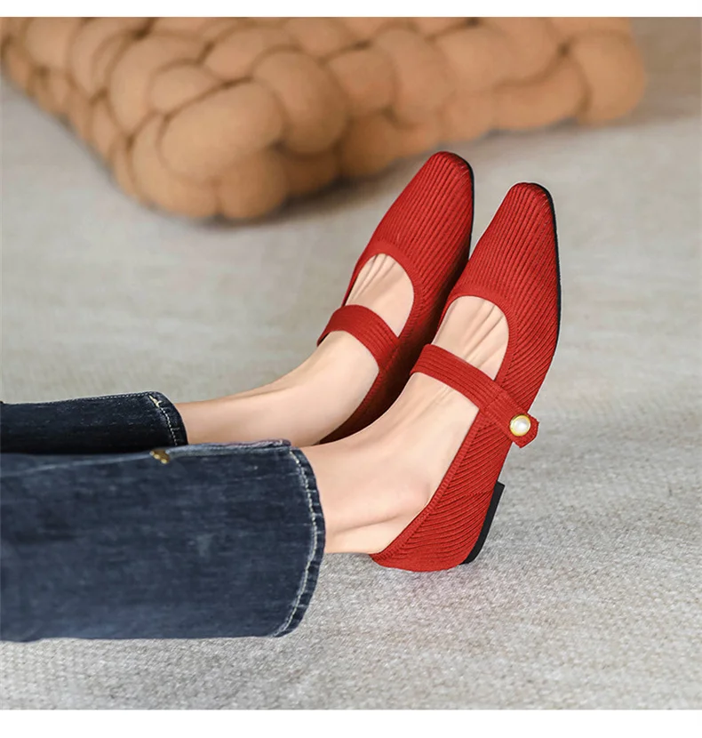 Stretchy Women Mary Jane Flats - Ribbed Knit For Spring - Image 23